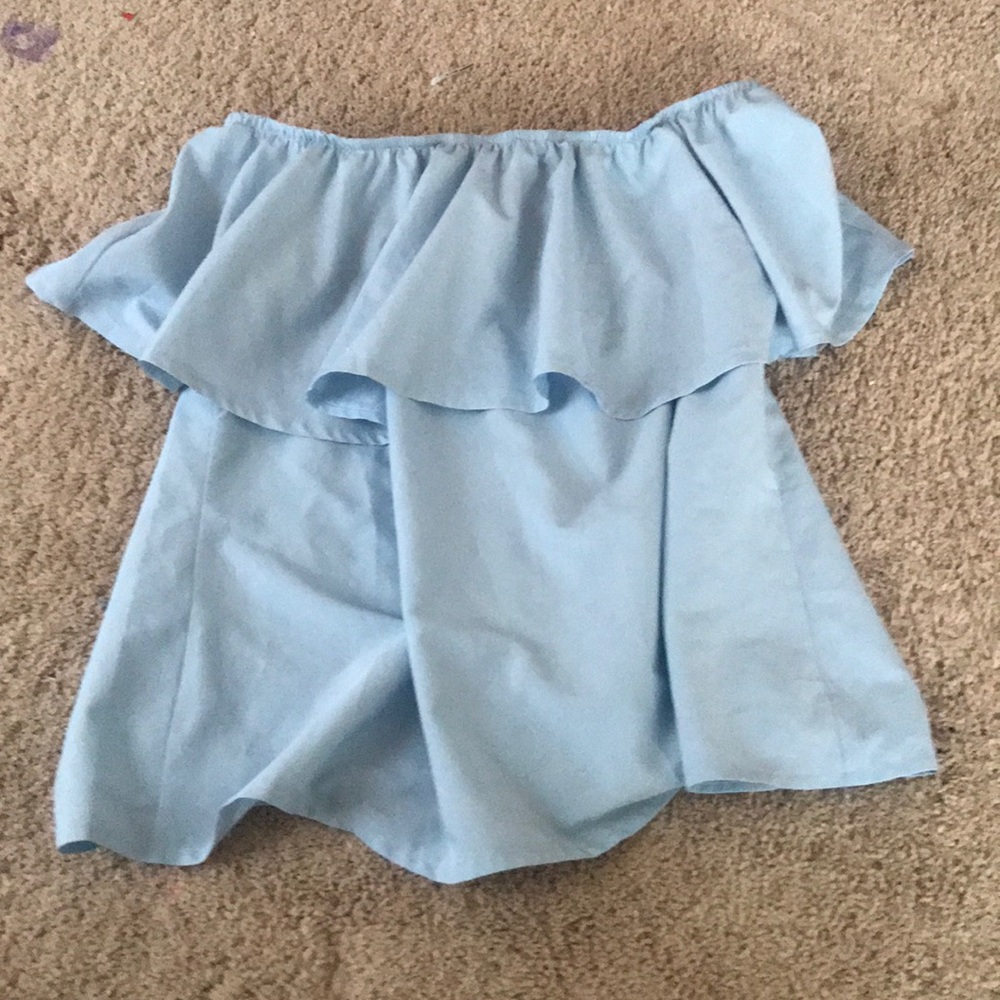 Blue Off The Shoulder Top